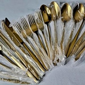 20 pieces Gold silverware set